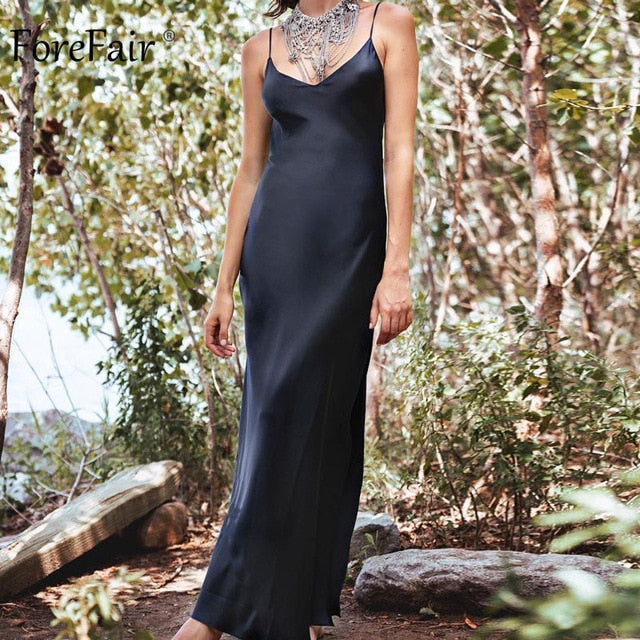 Forefair Sexy Maxi Satin Dress Summer Women Spaghetti Strap V Neck Hig Eleanor Wedding Slip Dress Forefair Sexy Maxi Satin Dress Summer Women Spaghetti Strap V Neck Hig Eleanor Wedding Slip Dress